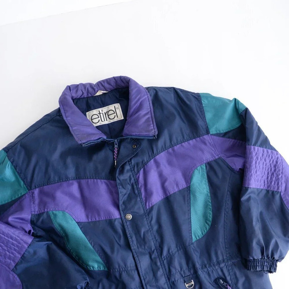 Etirel Vintage Navy and Purple Winter Coat  ~Sz 44 - Picture 10 of 15